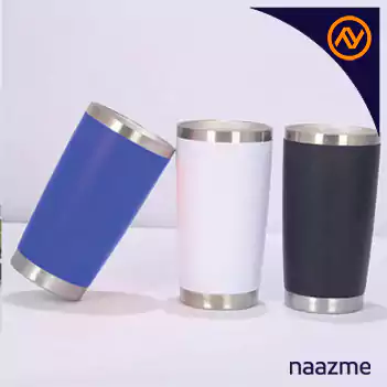 DOUBLE WALL TRAVEL TUMBLER MUG WITH CLEAR LID