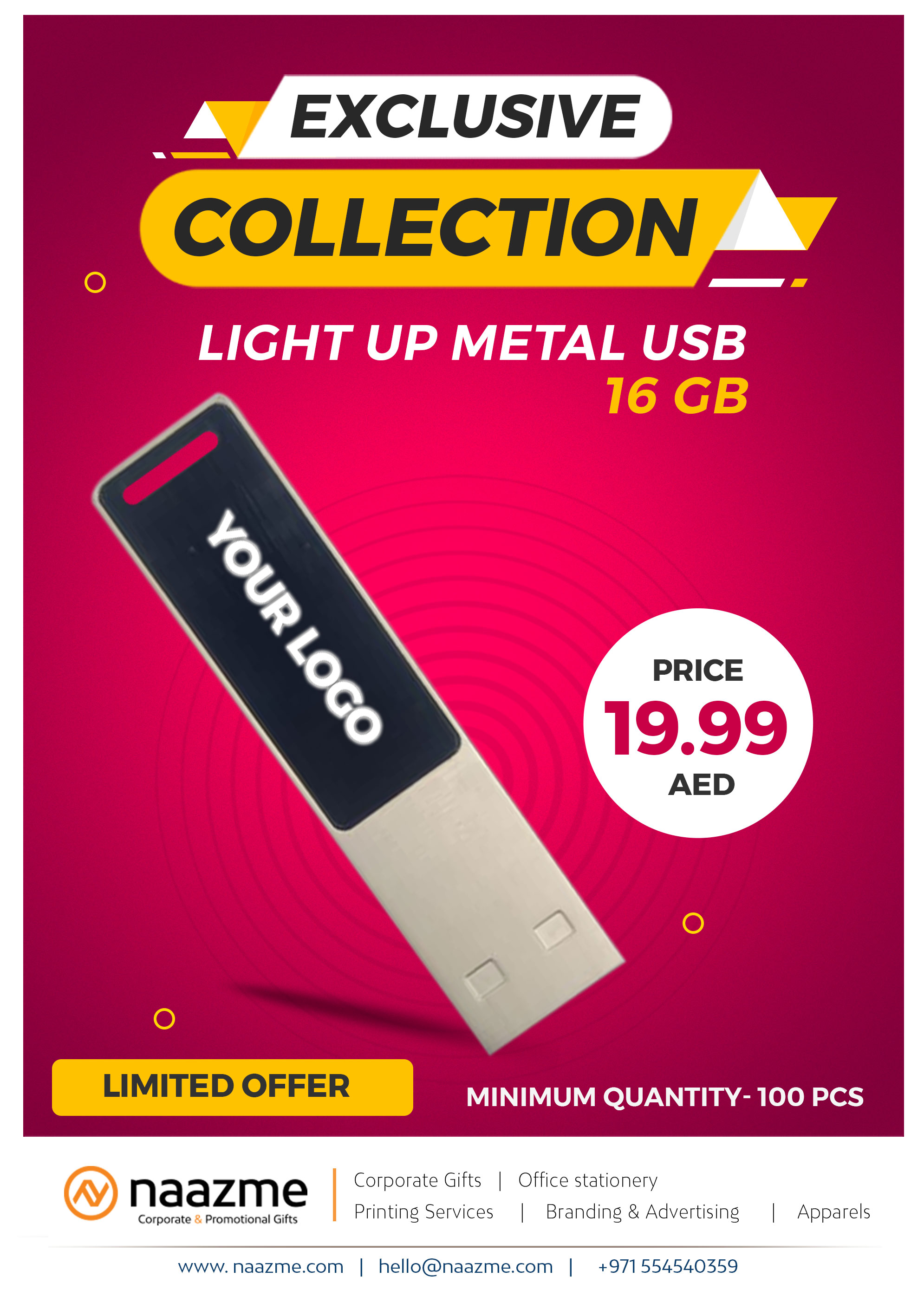 Light Up Metal USB 16 GB